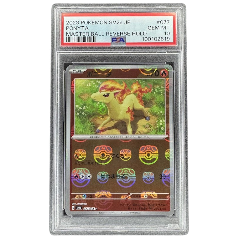 Ponyta 077/165 PSA 10 Master Ball Reverse Holo Japanese Pokemon 151 SV2a Graded Card