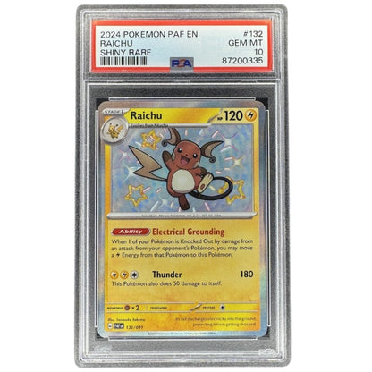 Raichu 132/091 PSA 10 Shiny Rare Pokemon TCG Scarlet & Violet Paldean Fates Graded Card