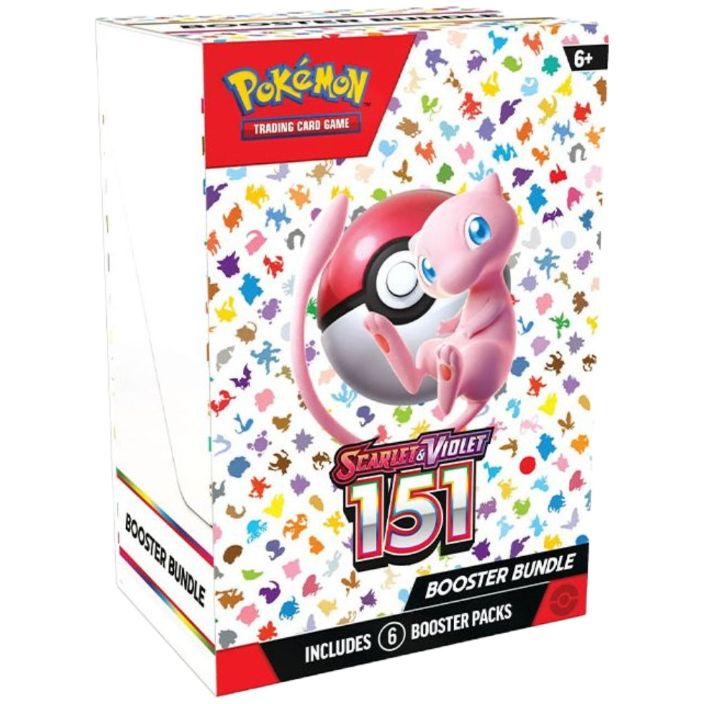 Front angled view of the Pokemon Trading Card Game Scarlet and Violet 151 Booster Bundle Box.
