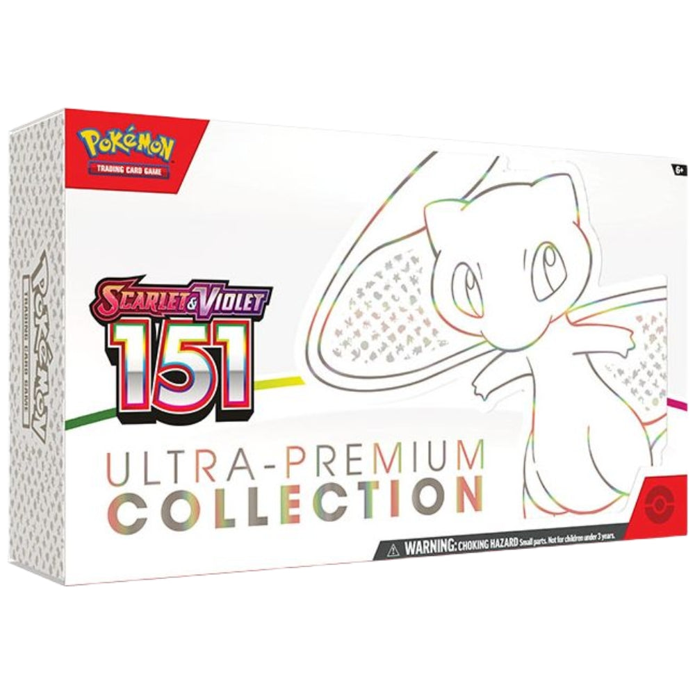 Front angled view of The Pokemon Trading Card Game Scarlet and Violet 151 Ultra Premium Collection Box.