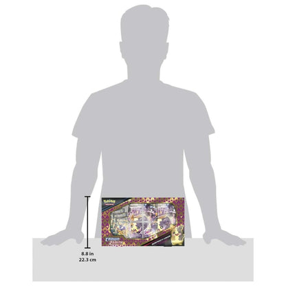 Size scale view of the Pokemon trading card game Crown Zenith Morpeko V Union Premium Playmat Collection.