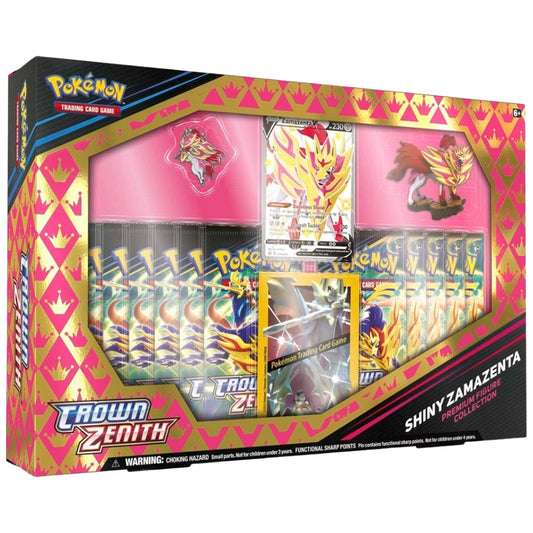 Front angled view of the Pokemon trading card game Sword and Shield Crown Zenith Shiny Zamazenta Premium Figure Collection.