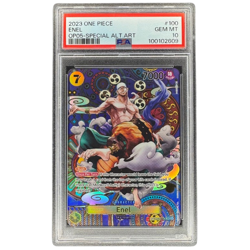 Enel OP05-100 PSA 10 Special Alternate Art One Piece Card Game OP05 Awakening Of The New EraGraded Card