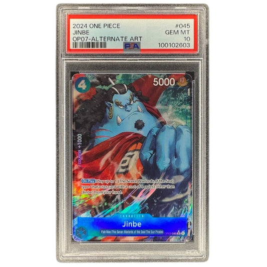 Jinbe OP07-045 PSA 10 SR Alternate Art One Piece Card Game OP07 500 Years Into The Future Graded Card