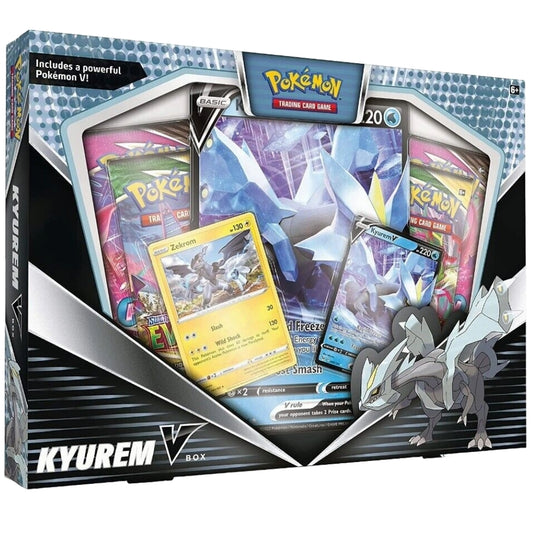 Front angled view of The Pokemon Trading Card Game Kyurem V Box.