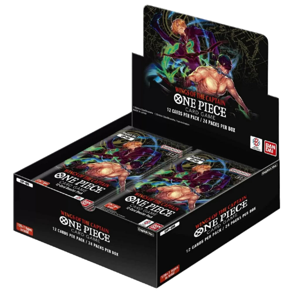 Front angled view of the Bandai Namco One Piece Card Game Wings Of The Captain Booster Box.