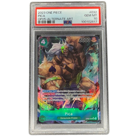 Pica OP05-032 PSA 10 SR Alternate Art One Piece Card Game OP05 Awakening Of The New Era Graded Card