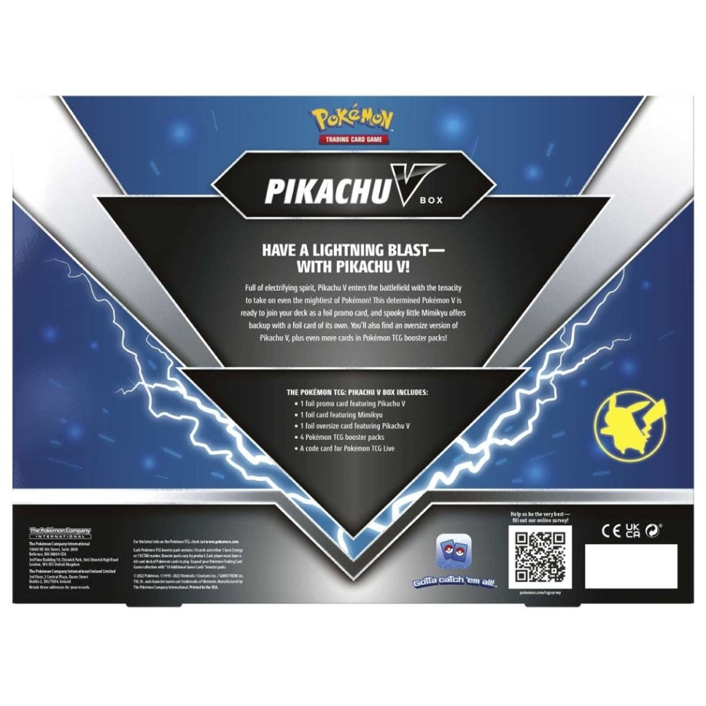 Rear View of The Pokemon Trading Card Game Pikachu V Box.