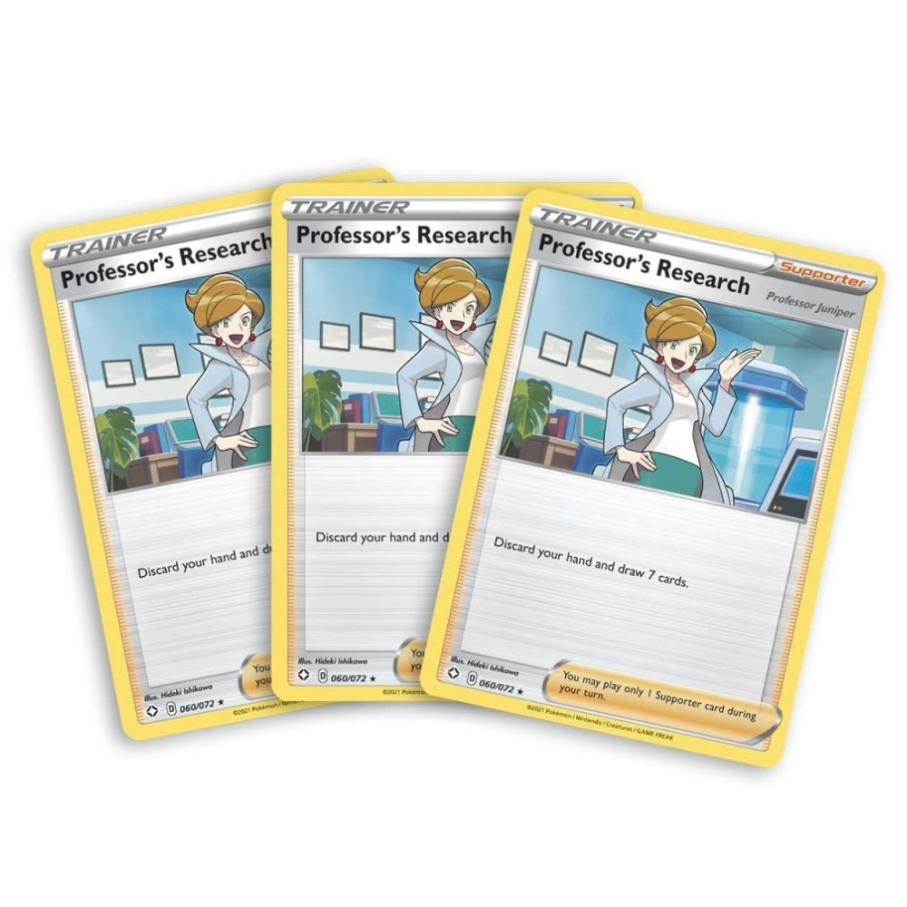 3 Professor's Research Pokémon Trainer Cards from the Pokémon TCG Professor Juniper Premium Tournament Collection.