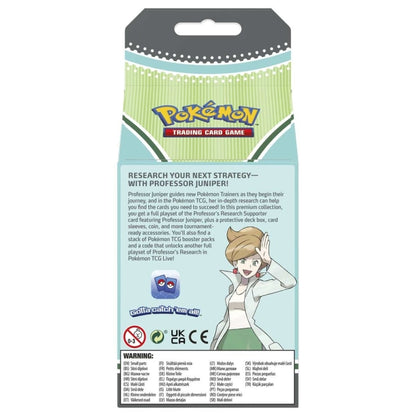 Rear of Pokémon TCG Sword & Shield Professor Juniper Premium Tournament Collection.