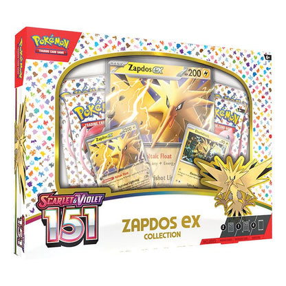 Front angle view of the Pokémon TCG Scarlet & Violet 151 Zapdos ex Collection.