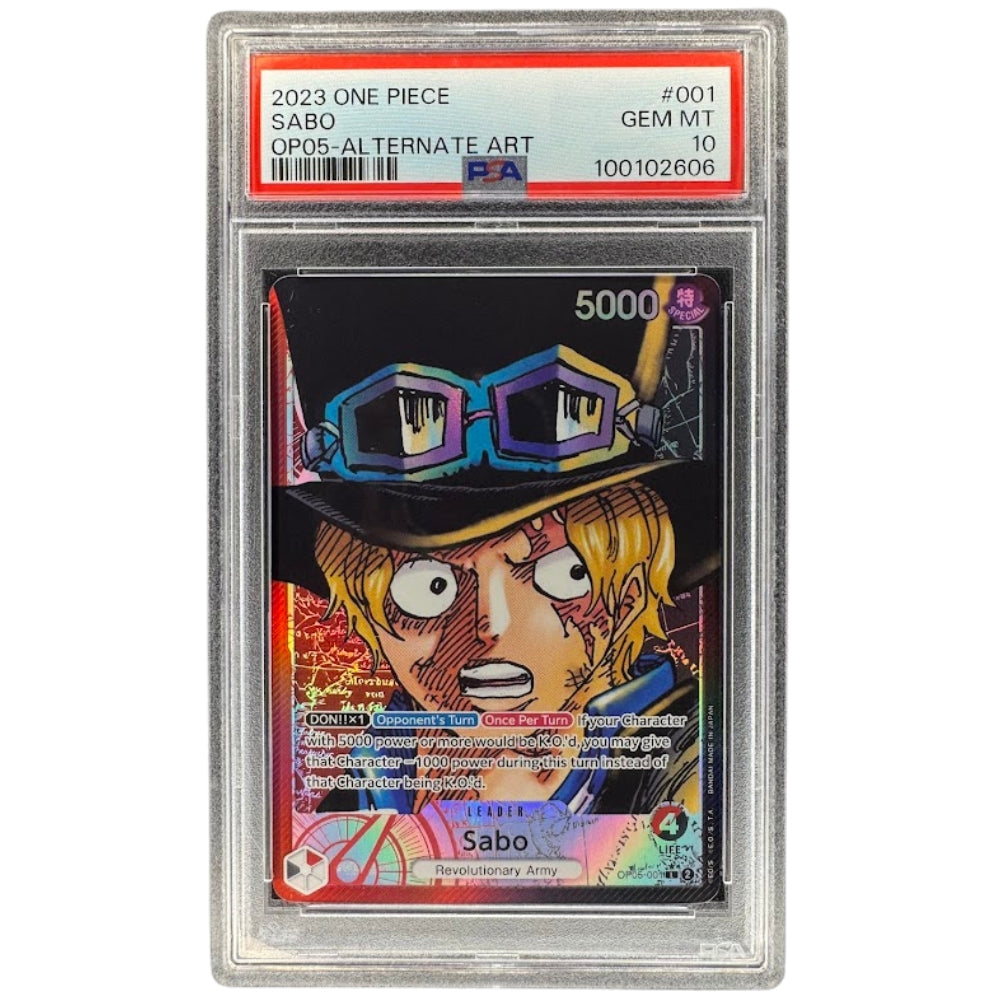 Sabo OP05-001 PSA 10 Leader Alternate Art One Piece Card Game OP05 Awakening Of The New Era Graded Card