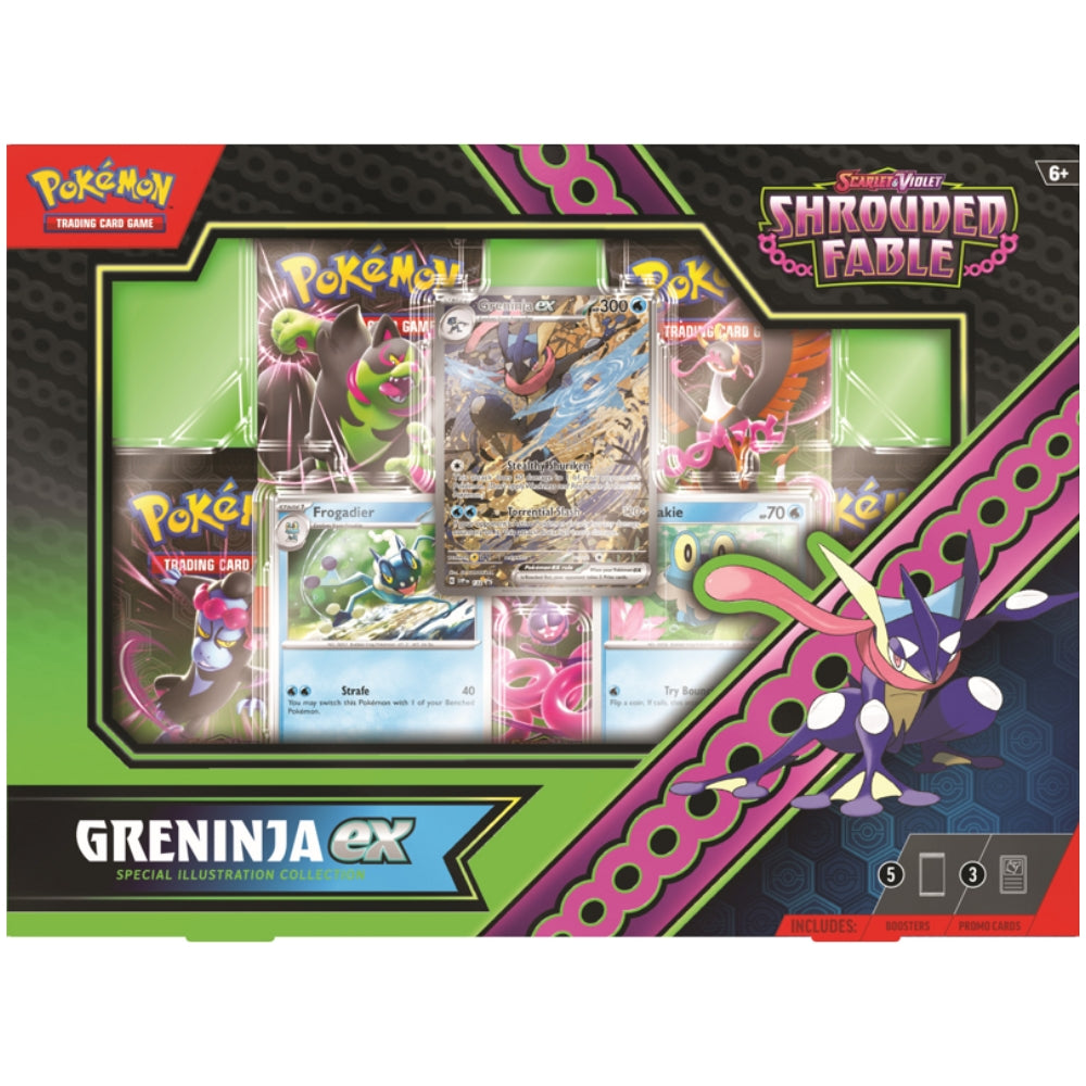 Front view of the Pokemon Trading Card Game Scarlet and Violet Shrouded Fable Greninja ex Special Illustration Collection.