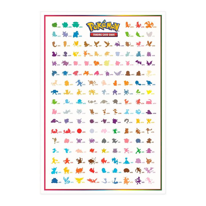 View of one side of the poster contained within the Pokemon Trading Card Game Scarlet and Violet 151 Poster Collection.
