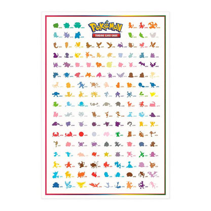 View of one side of the poster contained within the Pokemon Trading Card Game Scarlet and Violet 151 Poster Collection.